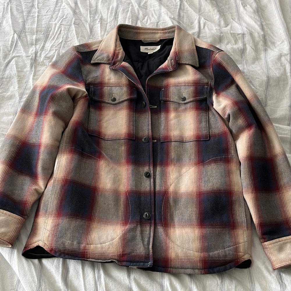 Madewell Cream insulated Flannel Jacket size Medium